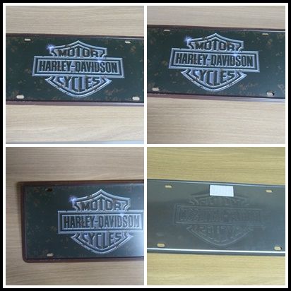 Antiga placa em metal da marca Harley-Davidson