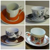 3 Xícaras de Café e 1 de Chá em Porcelana